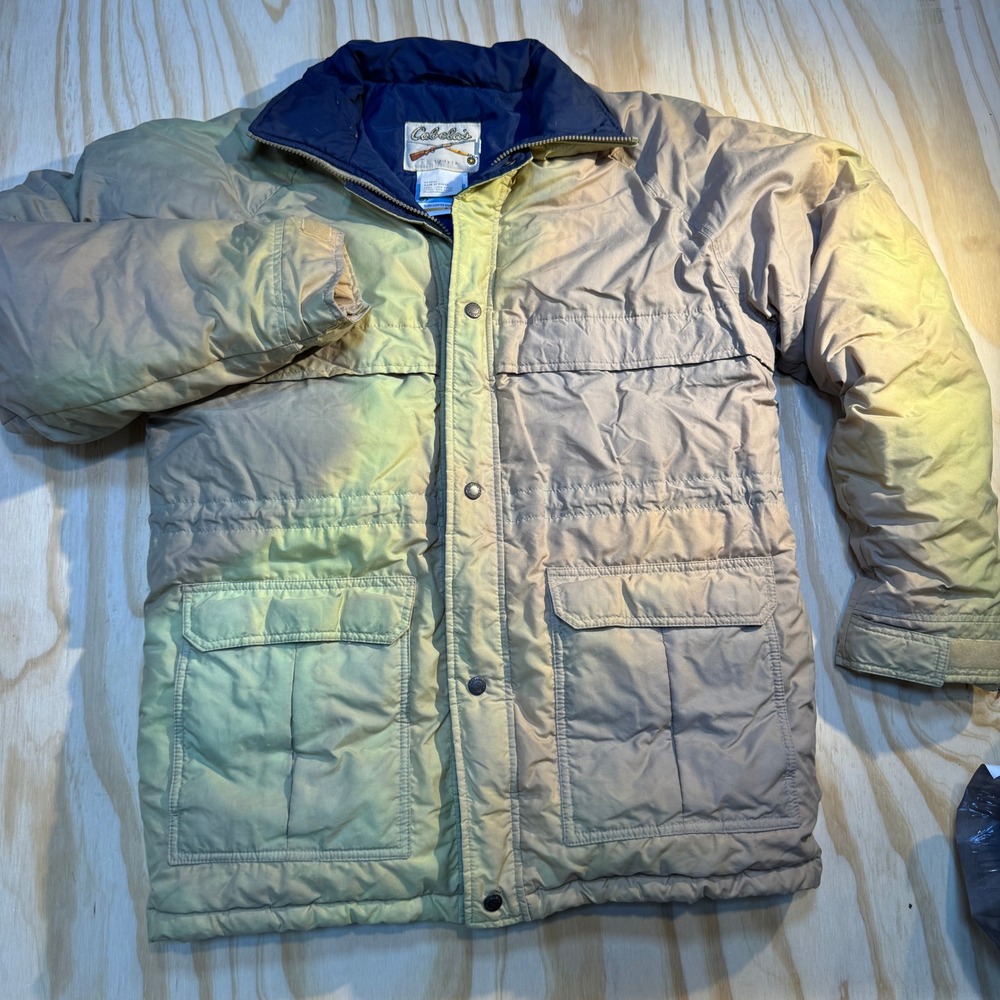 Cabela's Men's Vintage Gore-Tex Goose Down Puffer Parka Jacket Beige Size M